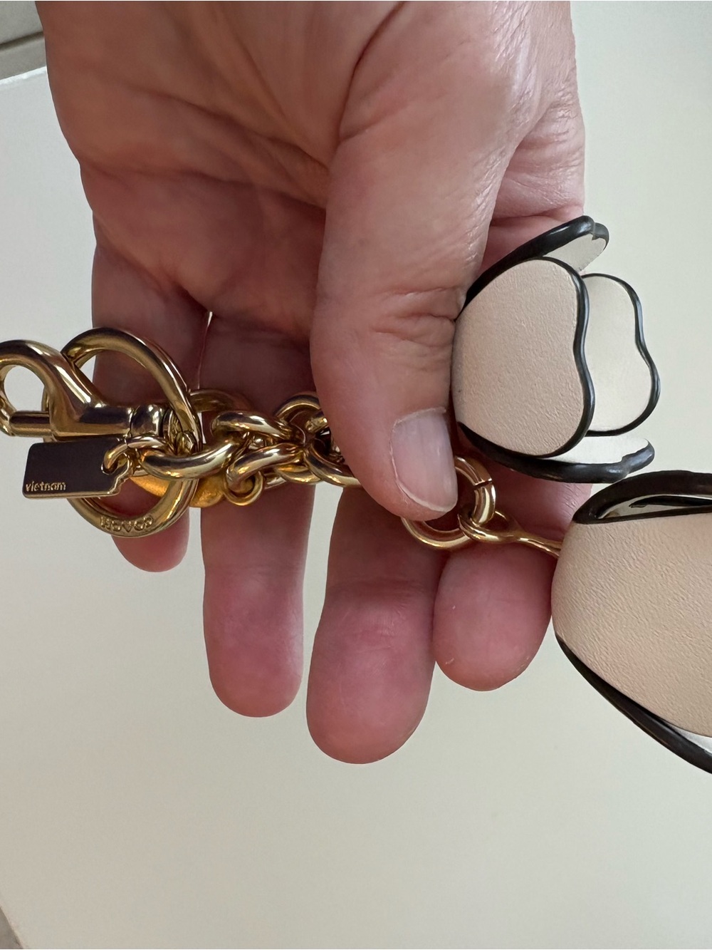 Coach Essential Tea Rose Bag Charm in gold and chalk - Picture 5 of 6